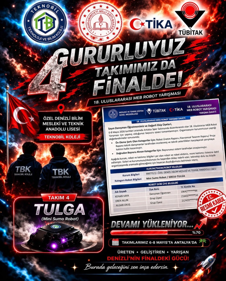 TEKNOBİL KOLEJİ 6 KATEGORİDE FİNALDE 